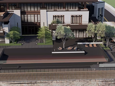 Traditional Chinese Garden Landscape With Courtyard Architecture And Lush Green Trees 3d model