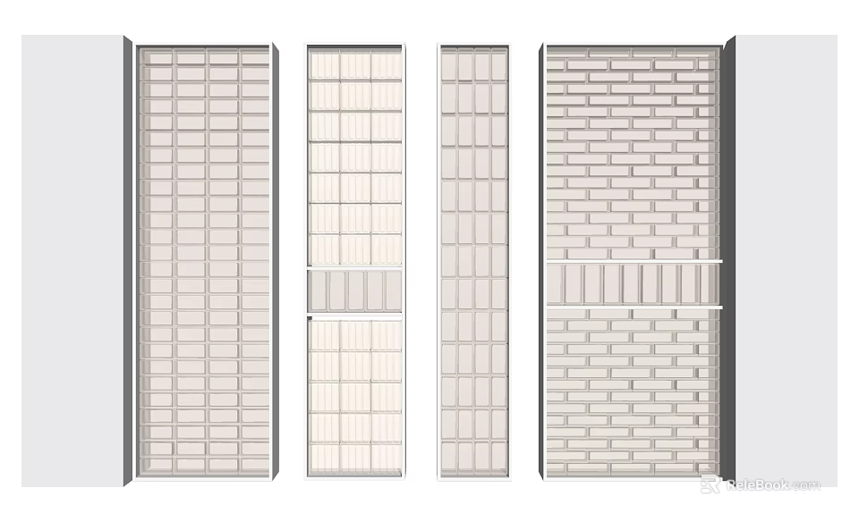 Modern Room Dividers With Various Grid And Slatted Patterns For Interior Decor 3d model 