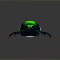 Colorful Shiny Beetle with Green Body Yellow Patches and Blue Legs