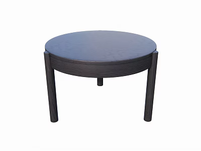 Elegant Dark Wooden Round Coffee Table With Sturdy Legs For Living Room 3d model