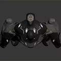 Mechanical Robot Character With Geometric Black Gold Design And Glowing Elements