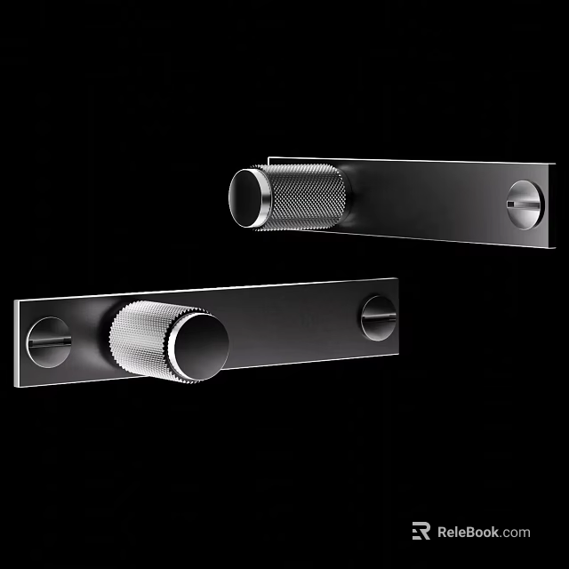 Modern Metal Cabinet Handles With Sleek Cylindrical Grip And Rectangular Base 3d model 