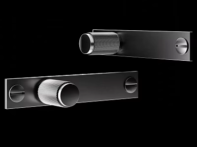 Modern Metal Cabinet Handles With Sleek Cylindrical Grip And Rectangular Base 3d model