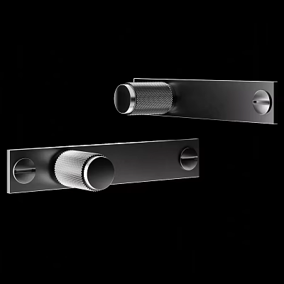 Modern Metal Cabinet Handles With Sleek Cylindrical Grip And Rectangular Base 3d model