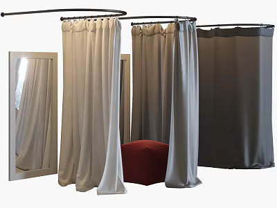 Modern Fabric Curtains in Beige Gray Dark Gray for Home Window Design 3d model