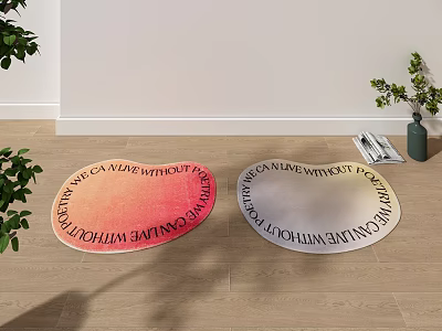 Stylish Circular Rugs with Gradient Color and Letter Pattern for Living Room Wooden Floor Interior 3d model