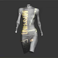 Black MOSCHINO Dress with Gold Lettering and Zipper Decorative Straps