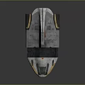 Sci Fi Spaceship Model With Gray White Orange Red Exterior And Sleek Cockpit Design