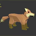 Low Poly Orange Fox Game And Movie Character Standing Pose With White Muzzle Yellow Legs
