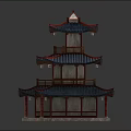 Ancient Chinese Architecture Traditional Wooden Pagoda With Multi Layered Structure And Ornate Curved Eaves