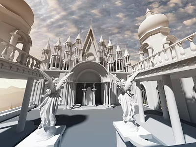 Classic European Architecture With Spires Domes Angel Statues Arches And Balconies 3d model