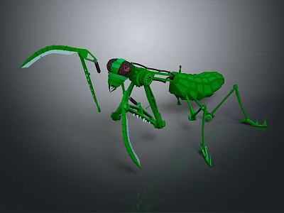 Green 3D Mechanical Mantis Robot Model With Sharp Claws And Detailed Structure 3d model