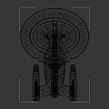 Disc Shaped Starship With Red Engines In Starry Space Background