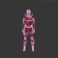Red Superhero Character In Full Costume With Swords And Utility Belt