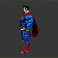 Man in Blue Superman Costume with Red S Logo Red Boots and Flowing Cape