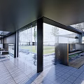 Modern Pergola Outdoor Garden Space With Wooden Structure And Green Plants