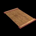 Ancient Manuscript with Yellow Paper Grid Lines and Red Gold Decorative Border