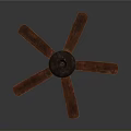 Vintage Style Ceiling Fan With Wooden Blades And Metal Base For Home Use