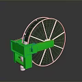 Green Mechanical Reel With Black Mesh Structure Silver Rim Green Base On Reflective Black Surface