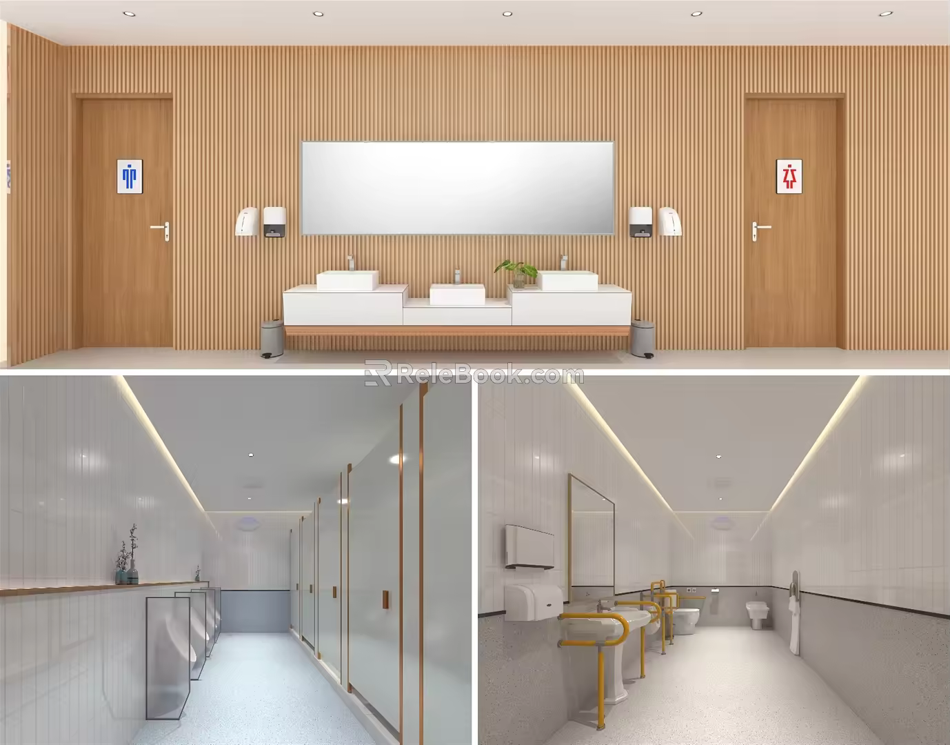 Japanese Style Toilet Simple Small Fresh Class Standard Public Toilet 3d model