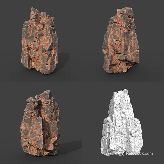 Scene Components With 3D Rock Models Featuring Cracked Surfaces And Detailed Textures 3d model