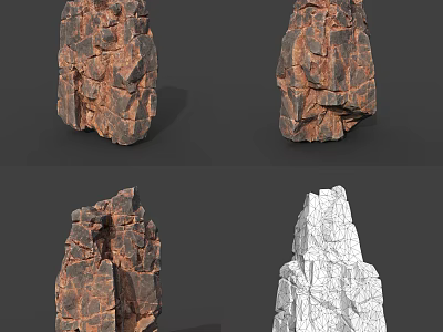 Scene Components With 3D Rock Models Featuring Cracked Surfaces And Detailed Textures 3d model