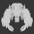 Detailed Gray Mech Warrior 3D Model With Purple Head Light And Red Joint Details