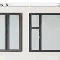 Black Frame Windows With Different Glass Pane Designs On White Wall 3d model