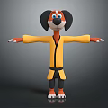 Cartoon Dog Character In Yellow Martial Arts Uniform With Outstretched Arms