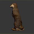 Handcrafted Standing Otter Wooden Sculpture With Natural Log Base And Detailed Craftsmanship