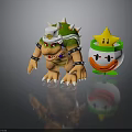 Spiked Turtle With White Hat Green Orange Shell Metal Wristbands And Yellow Star In Pot