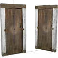 Vintage Wooden Swing Doors With White Frames And Classic Design 3d model