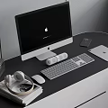 Apple computer all-in-one tablet computer keyboard mouse audio headset mobile phone clock books office supplies 3d model