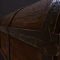 Classic Vintage Wooden Chest With Metal Straps And Antique Lock Details