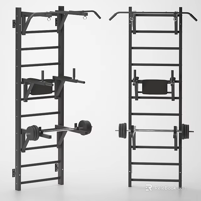 Heavy Duty Sports Equipment Power Rack With Barbell And Storage Shelves 3d model 