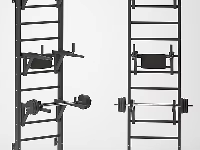 Heavy Duty Sports Equipment Power Rack With Barbell And Storage Shelves 3d model