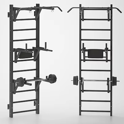 Heavy Duty Sports Equipment Power Rack With Barbell And Storage Shelves 3d model