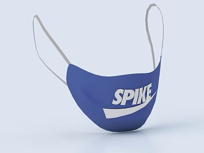 Blue Face Mask With SPIKE Logo And Gray Ear Straps Design 3d model