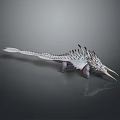 Mythical Fantasy Flying Creature 3D Model With Long Tail Sharp Fangs And Textured Scales