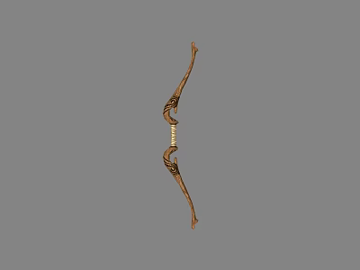 Traditional Golden Bow Weapon With Intricate Carved Patterns And Ornate Design 3d model