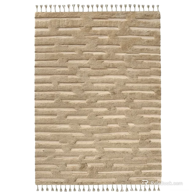Beige Square Rug with Brick Pattern Textured Design for Home Decor 3d model 