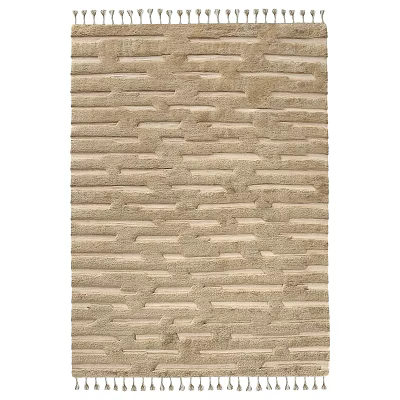 Beige Square Rug with Brick Pattern Textured Design for Home Decor 3d model