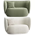 Green And Beige Two Seater Sofas With Soft Pillows And Comfortable Design 3d model