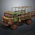 Vintage Military Truck With Camouflage Paint Open Cargo Bed And Metal Frame