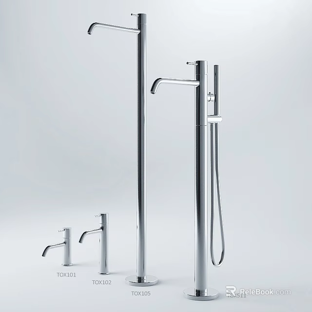Modern Stainless Steel Faucet With Tall Spout And Handheld Sprayer In Contemporary Design 3d model 