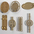 New Chinese Style Handle Brass Handle Classical Wardrobe Handle Bronze Cabinet Door Handle Drawer Handle 3d model