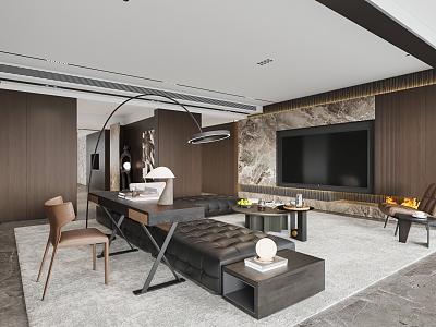 Italian Light Luxury Living Room Light-Free Minotti Sofa Combination Leather Sofa Desk and Chair model