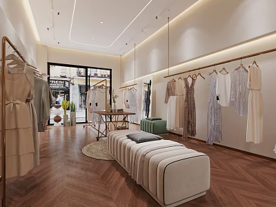 Bright Modern Clothing Store Interior With Elegant Ladies Apparel And Cozy Comfortable Shopping Space 3d model