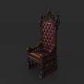 Elegant Antique Ornate Carved Leather Armchair With High Back And Intricate Design