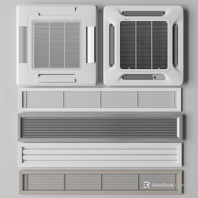 Various Air Conditioner Vents Featuring Modern Grille And Linear Design Options 3d model 